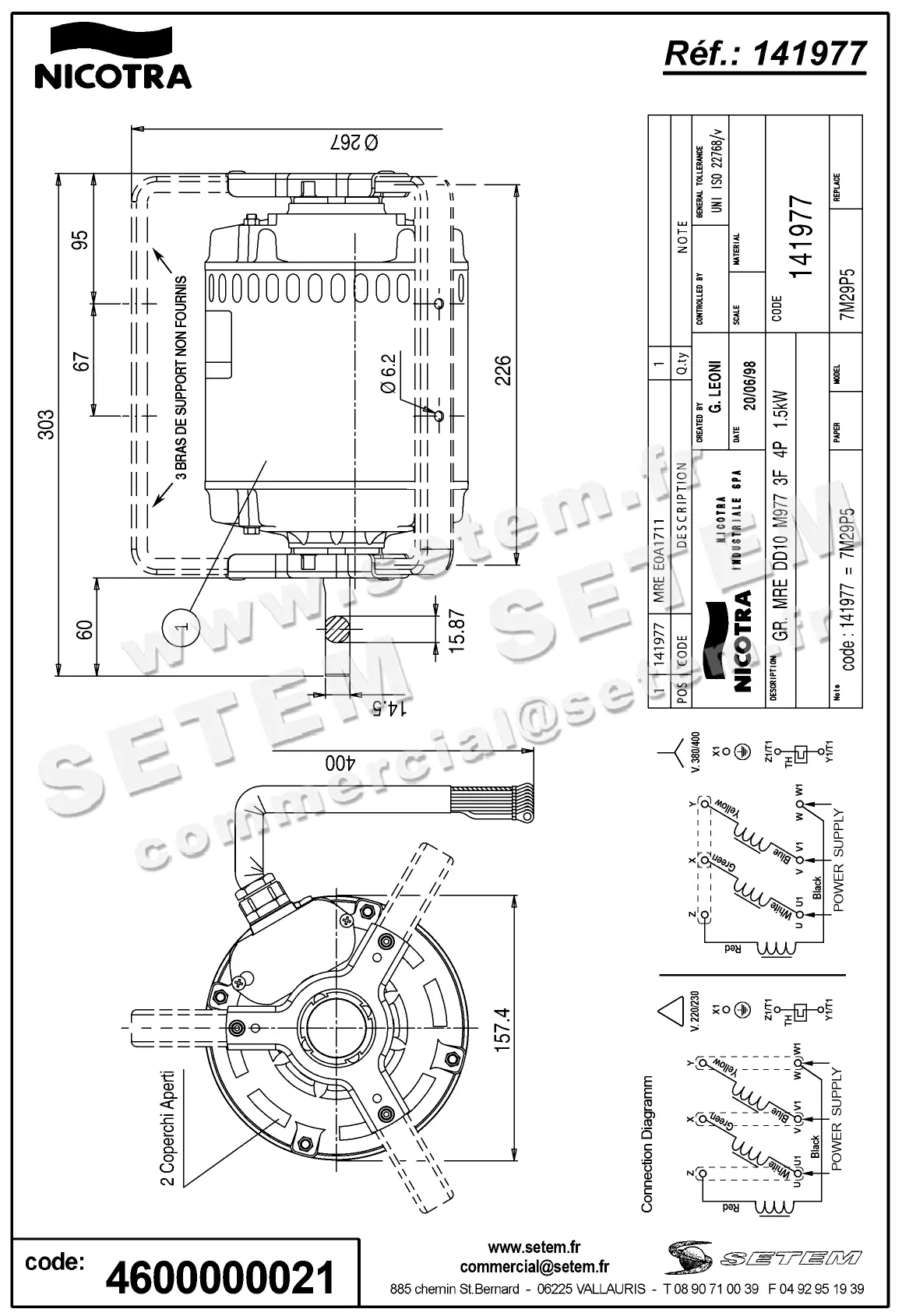 4624000021-MOTEUR E0A1711 MO1194 "141977" 2