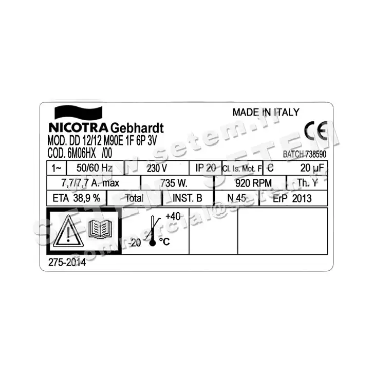 4624000078-VENTILATEUR NICOTRA GEBHARDT DD12/12 736W 6P M230V 3V M90E *6M06HX* 2