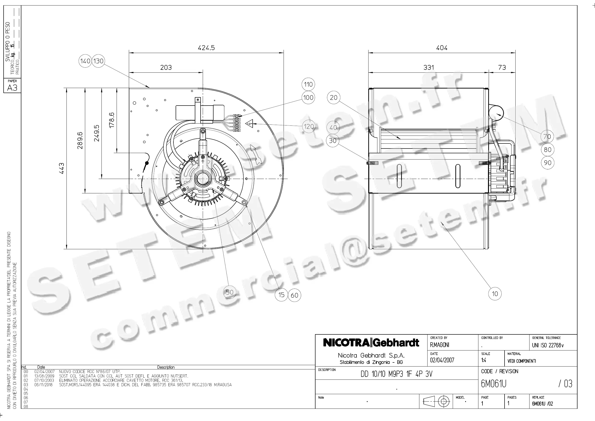 4624000079-VENTILATEUR NICOTRA GEBHARDT DD10/10 550W 4P M230V 3V M9P3 *6M061U* 2