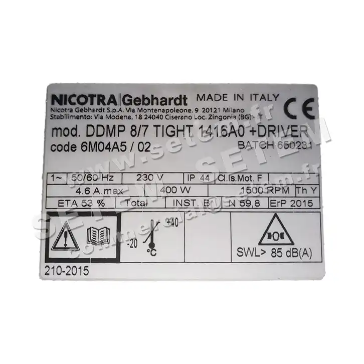 4624000220-VENTILATEUR NICOTRA GEBHARDT DDMP8/7TIG 400W 4P M230V 1V 1416A0 +DRIVER *6M04A5* 2