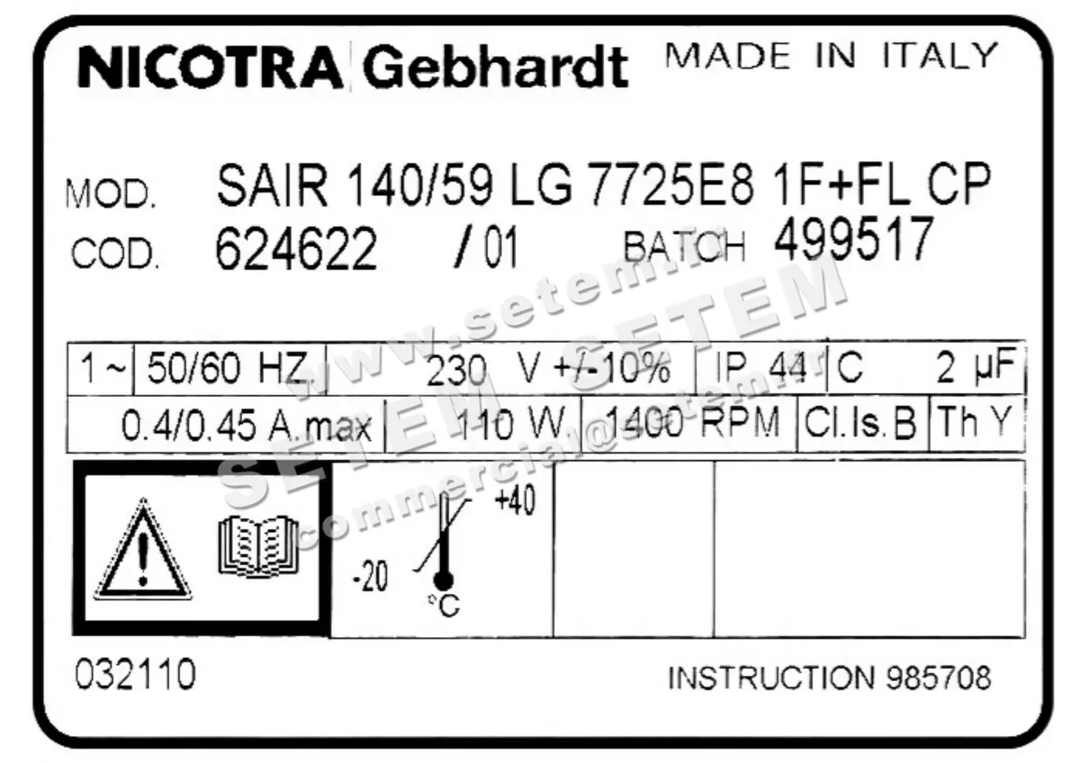 4624000236-VENTILATEUR NICOTRA GEBHARDT SAIR140/59LG 110W 4P M230V 1V 7725E8 +BR *624622* 3