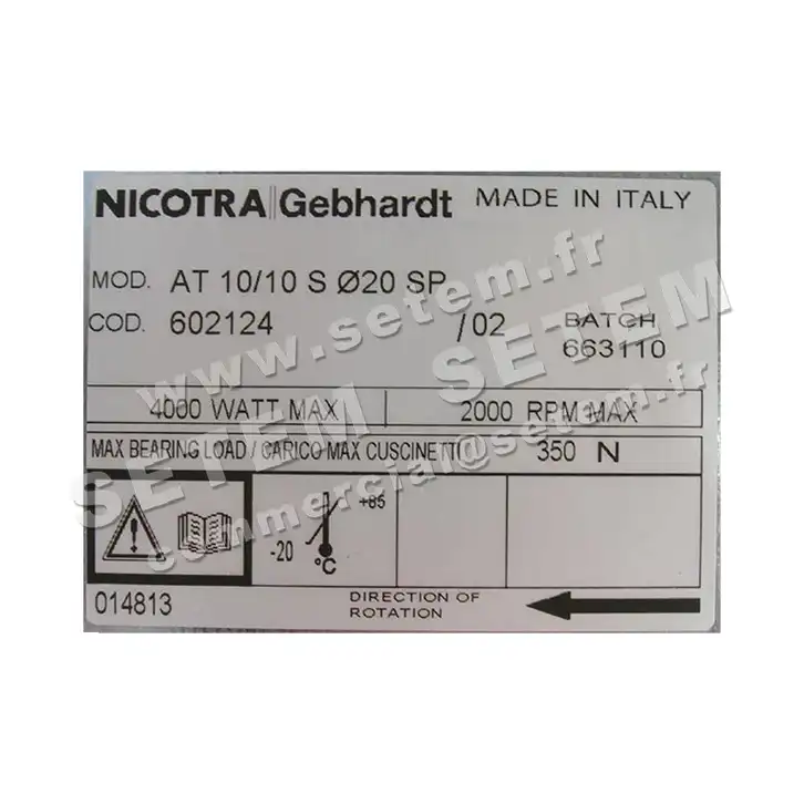 4624000263-VENTILATEUR NICOTRA GEBHARDT AT10/10S Ø20 SP *602124* 2
