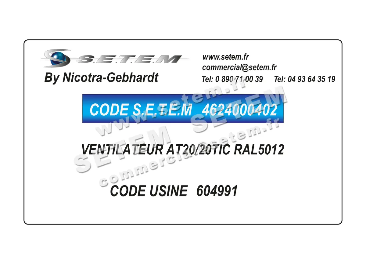 4624000402-VENTILATEUR NICOTRA GEBHARDT AT20/20TIC RAL5012 *604991*