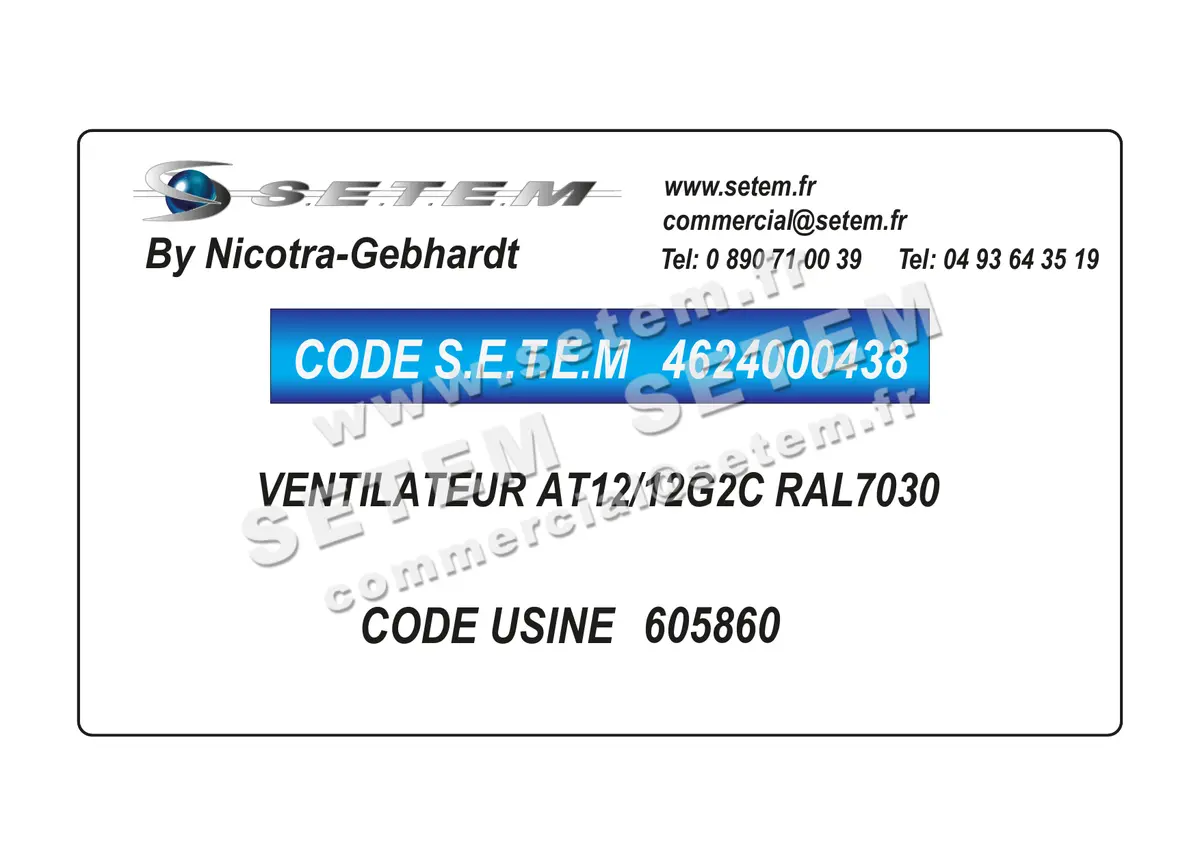 4624000438-VENTILATEUR NICOTRA GEBHARDT AT12/12G2C RAL7030 *605860*