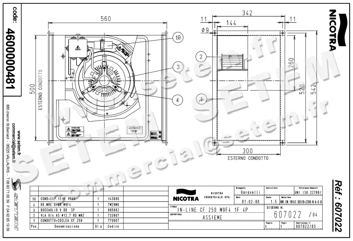 4624000481-CAISSON NICOTRA GEBHARDT CF250 300W 4P M230V 1V M9F4 *607022* 3
