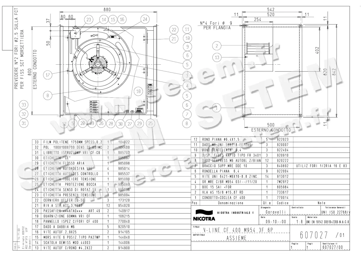 4624000485-CAISSON NICOTRA GEBHARDT CF400 1100W 6P T400V 2V M954 *607027*