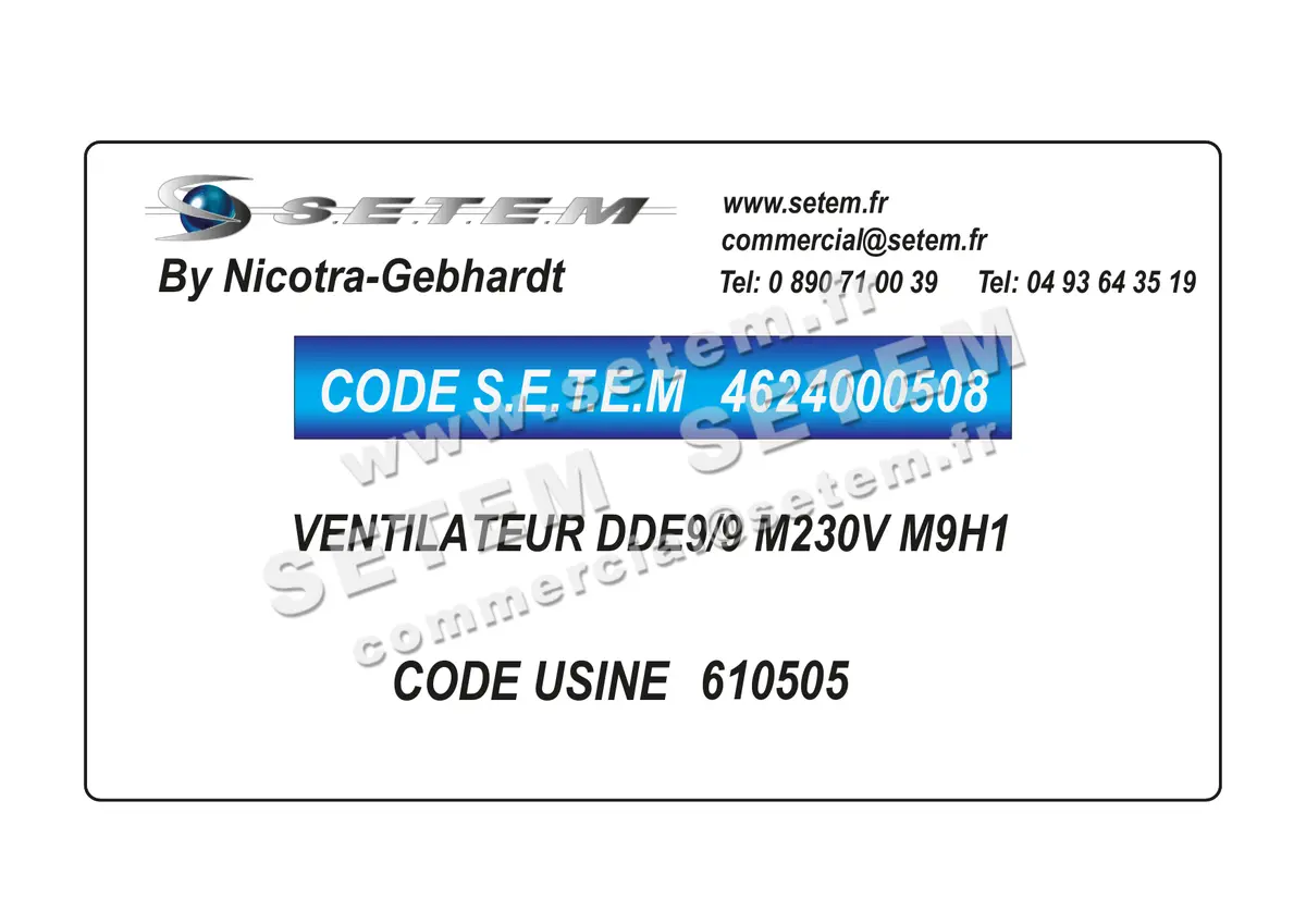 4624000508-VENTILATEUR NICOTRA GEBHARDT DDE9/9 M230V M9H1 *610505*