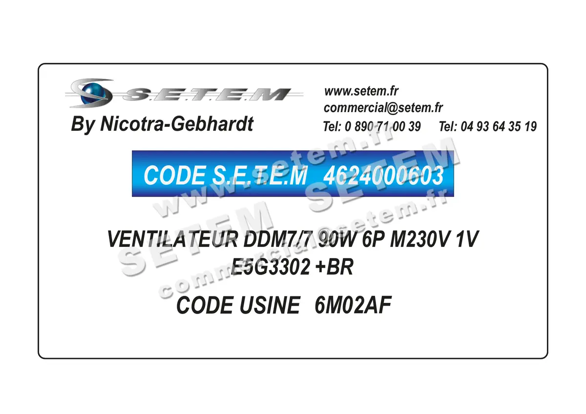 4624000603-VENTILATEUR NICOTRA GEBHARDT DDM7/7 90W 6P M230V 1V E5G3302 +BR *6M02AF*
