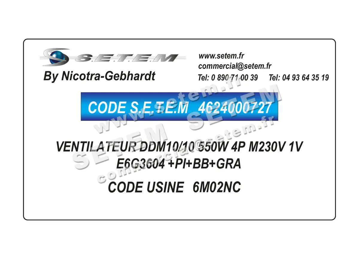 4624000727-VENTILATEUR NICOTRA GEBHARDT DDM10/10 550W 4P M230V 1V E6G3604 +PI+BB+GRA *6M02NC* 2