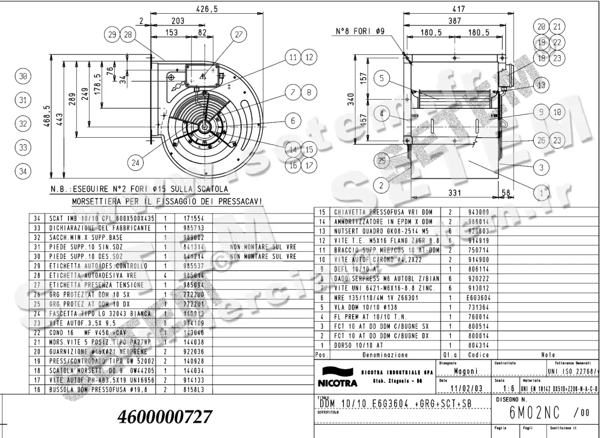 4624000727-VENTILATEUR NICOTRA GEBHARDT DDM10/10 550W 4P M230V 1V E6G3604 +PI+BB+GRA *6M02NC*