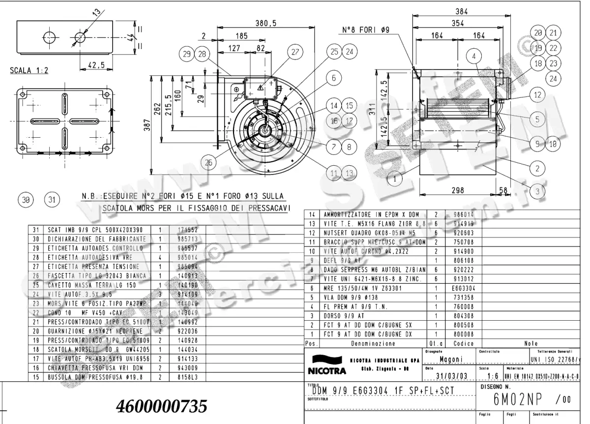 4624000735-VENTILATEUR NICOTRA GEBHARDT DDM9/9 300W 4P M230V 1V E6G3304 SP +BR+BB *6M02NP*
