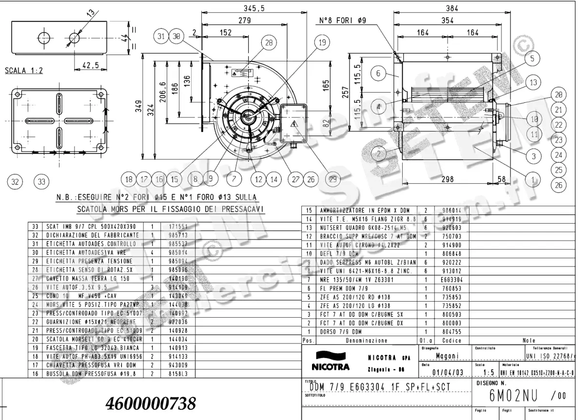 4624000738-VENTILATEUR NICOTRA GEBHARDT DDM7/9 300W 4P M230V 1V E6G3304 SP +BR+BB *6M02NU*