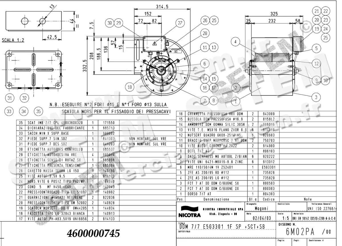 4624000745-VENTILATEUR NICOTRA GEBHARDT DDM7/7 147W 4P M230V 1V E5G3301 SP +PI+BB *6M02PA*