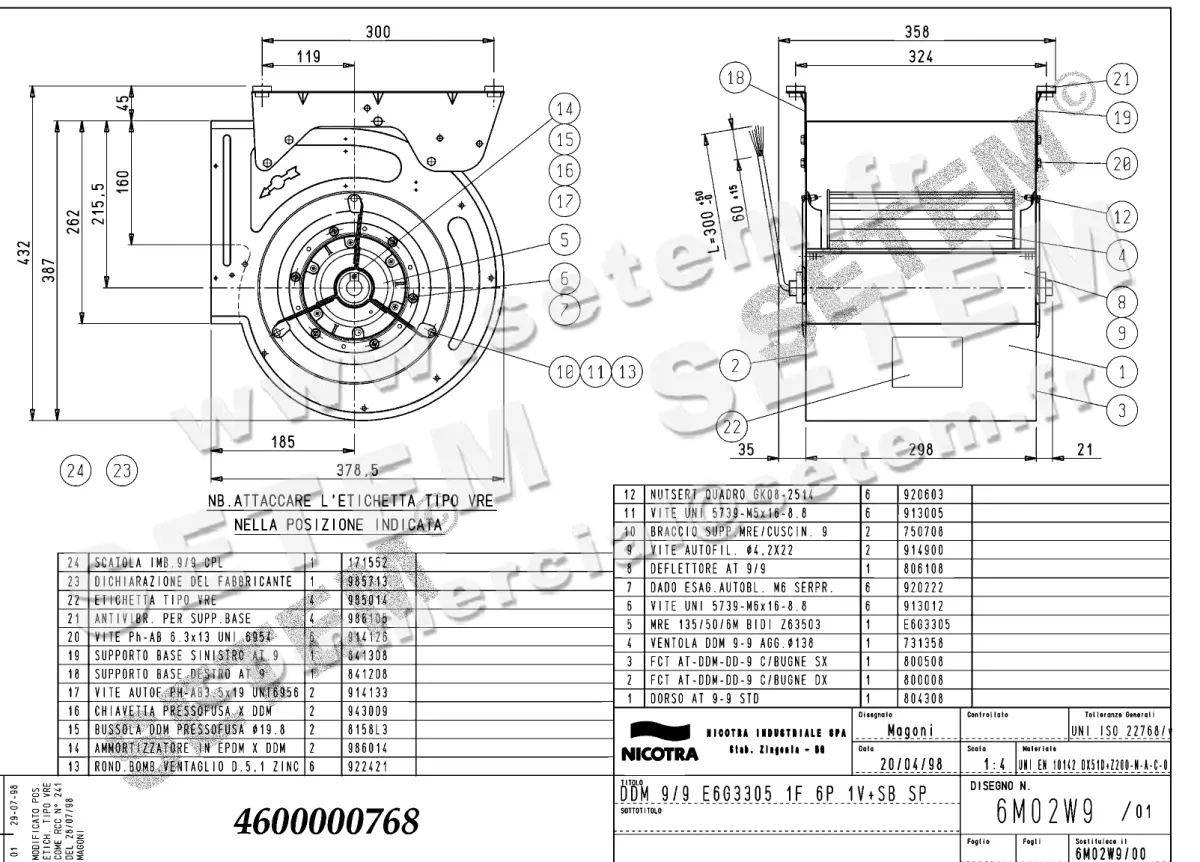 4624000768-VENTILATEUR NICOTRA GEBHARDT DDM9/9 6P 1V E6G3305 SP +PI *6M02W9*