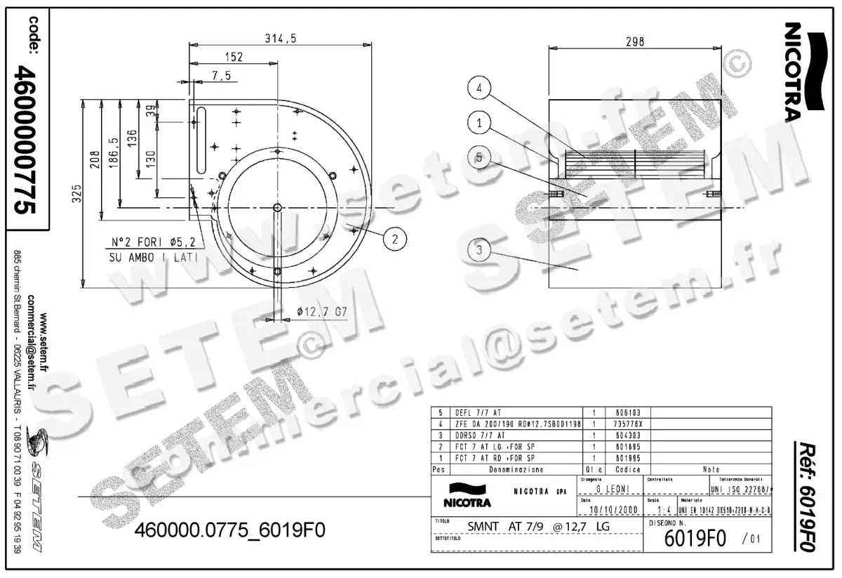 4624000775-ENSEMBLE VOLUTE/TURBINE NICOTRA GEBHARDT SMNT AT7/9 A12.7 LG *6019F0* 2