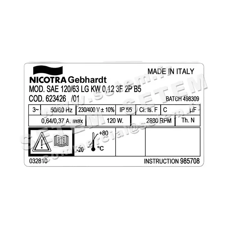 4624000787-VENTILATEUR NICOTRA GEBHARDT SAE120/63LG 120W 2P T230/400V 1V SKG56.2B *623426* 3