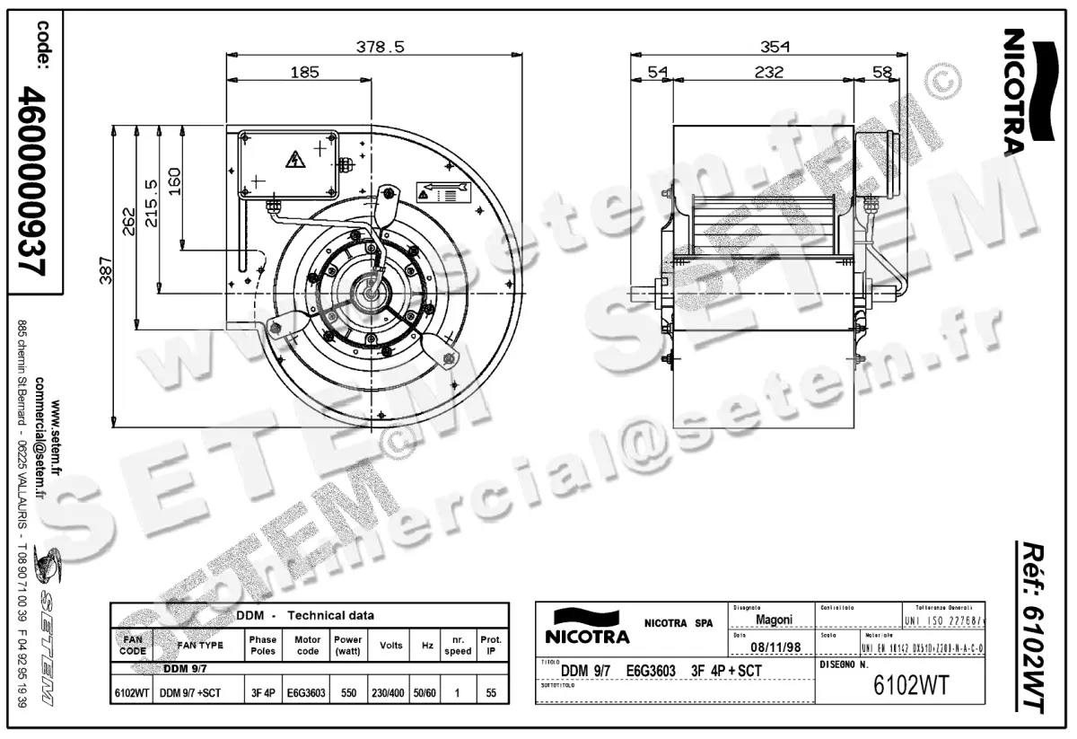 4624000937-VENTILATEUR NICOTRA GEBHARDT DDM9/7 550W 4P T230/400V 1V E6G3603 +BB *6102WT* 2