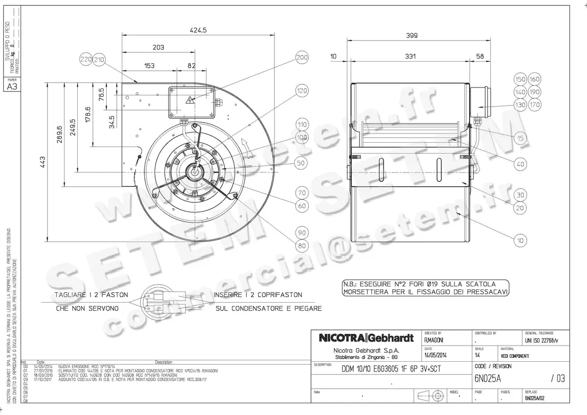 4624001040-VENTILATEUR NICOTRA GEBHARDT DDM10/10 350W 6P M230V 3V E6G3605 +BB *6N025A* 3