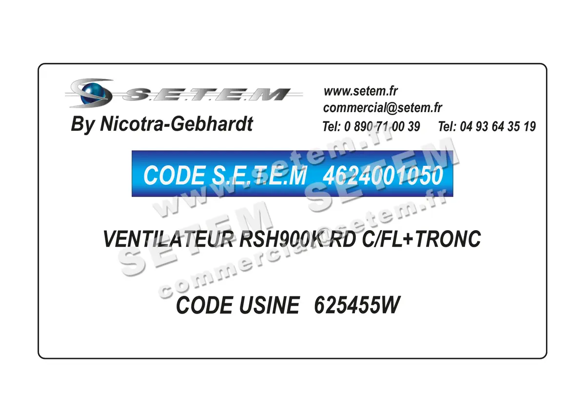 4624001050-VENTILATEUR NICOTRA GEBHARDT RSH900K RD C/FL+TRONC *625455W*