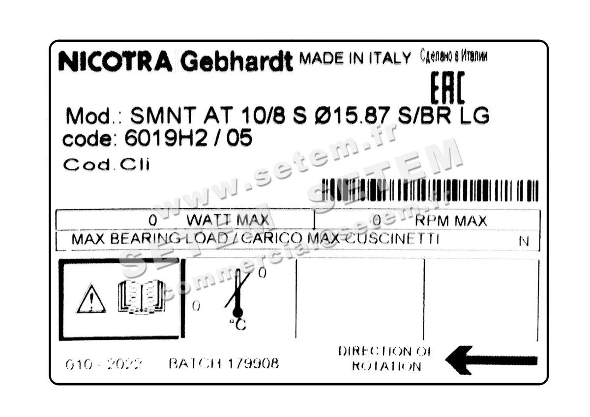 4624001089-ENSEMBLE VOLUTE/TURBINE NICOTRA GEBHARDT SMNT AT10/8 *6019H2* 5