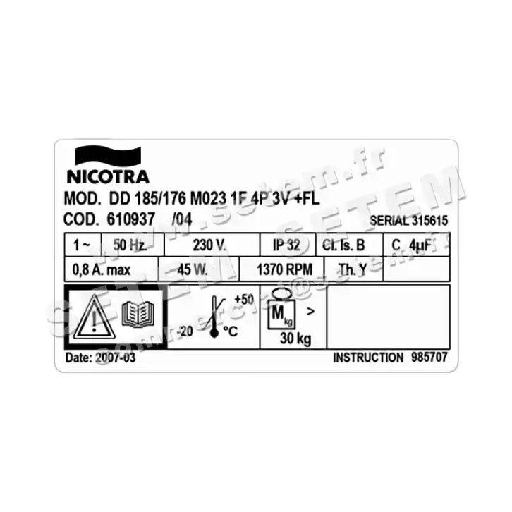 4624001102-VENTILATEUR NICOTRA GEBHARDT DD185/176 45W 4P M230V 3V M023 +BR *610937* 3