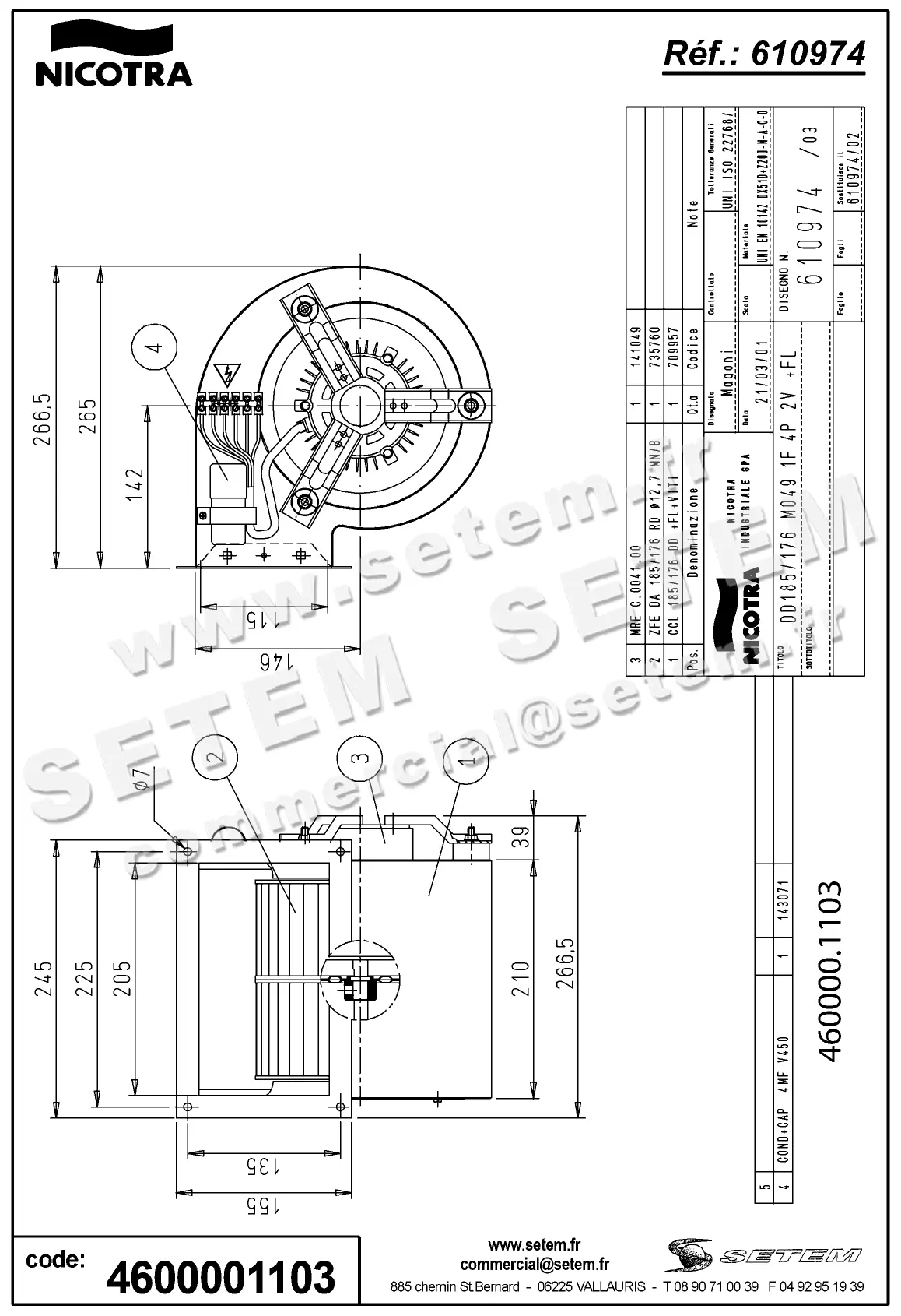 ‌VENTILATEUR DD185/176 105W 4P M230V 2V M049 +BR *610974* 3