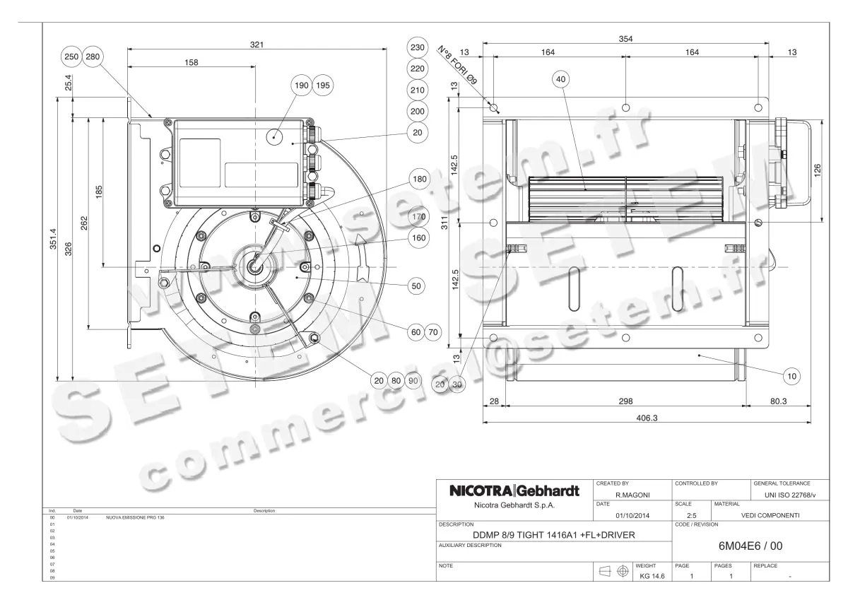 4624001142-VENTILATEUR NICOTRA GEBHARDT DDM8/9TIG 1416A1 +BR+DRIVER *6M04E6*