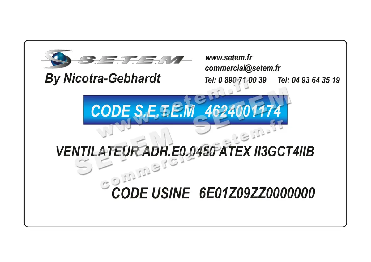 4624001174-VENTILATEUR NICOTRA GEBHARDT ADH.E0.0450 ATEX II3GCT4IIB *6E01Z09ZZ0000000* 2
