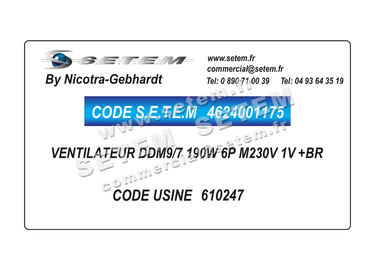 4624001175-VENTILATEUR NICOTRA GEBHARDT DDM9/7 190W 6P M230V 1V +BR *610247* 2