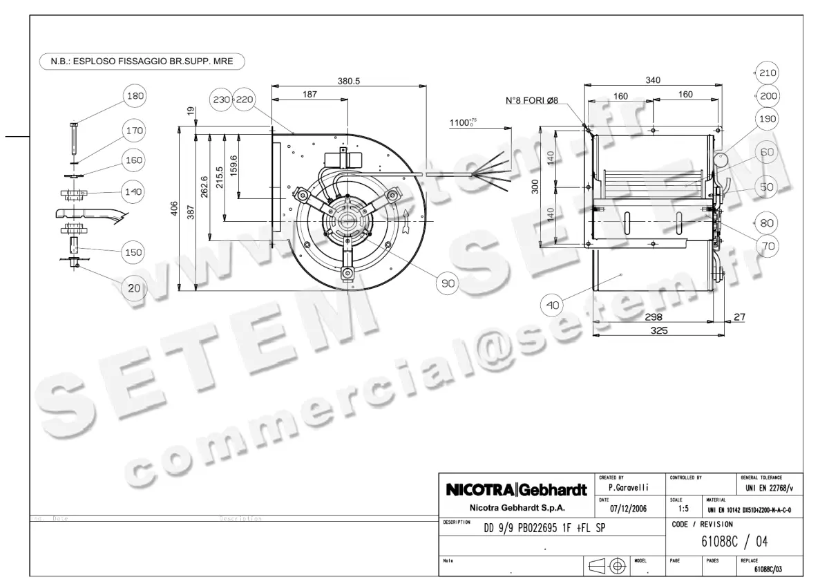 4624001210-VENTILATEUR NICOTRA GEBHARDT DD9/9 120W 6P M230V 1V PB022695 +BR *61088C*
