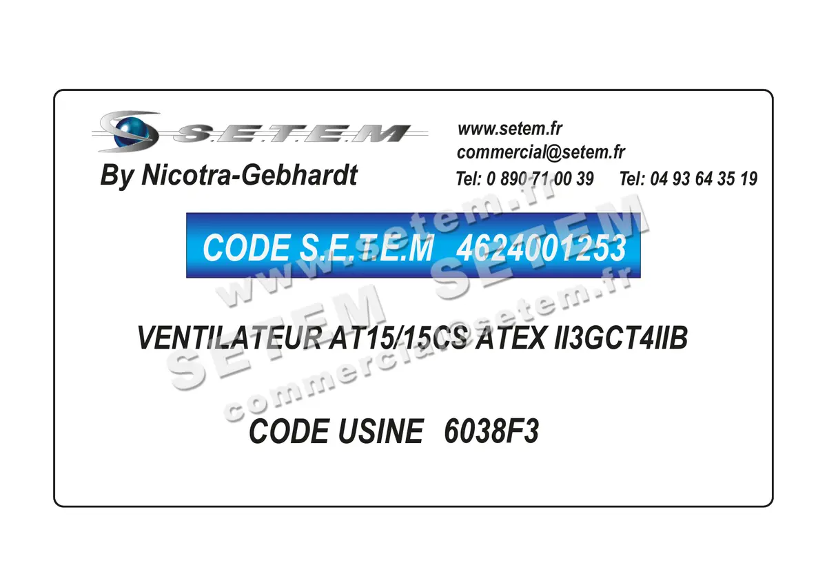 4624001253-VENTILATEUR NICOTRA GEBHARDT AT15/15CS ATEX II3GCT4IIB *6038F3*