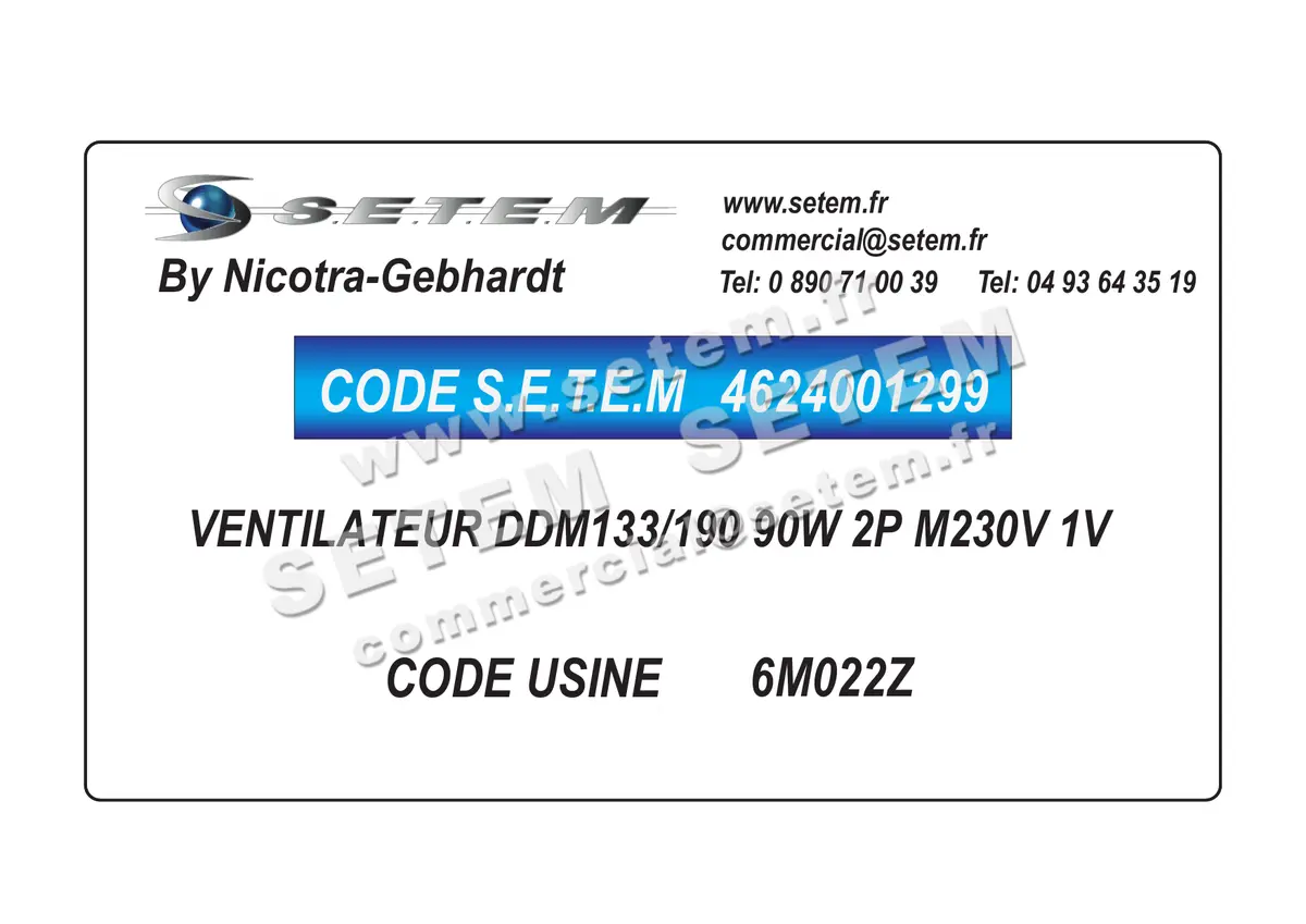 4624001299-VENTILATEUR NICOTRA GEBHARDT DDM133/190 90W 2P M230V 1V *6M022Z*