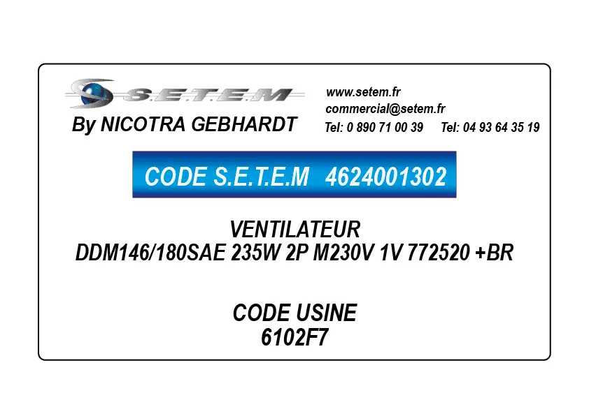 4624001302-VENTILATEUR DDM146/180SAE 235W 2P M230V 1V 772520 +BR *6102F7*