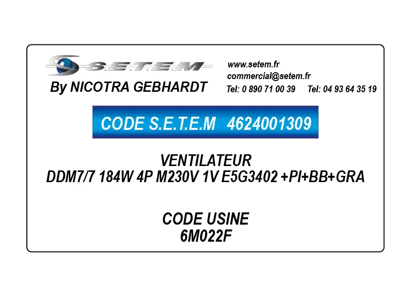 4624001309-VENTILATEUR DDM7/7 184W 4P M230V 1V E5G3402 +PI+BB+GRA *6M022F*