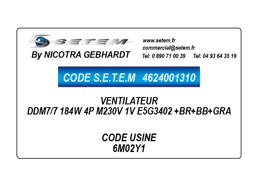4624001310-VENTILATEUR DDM7/7 184W 4P M230V 1V E5G3402 +BR+BB+GRA *6M02Y1*