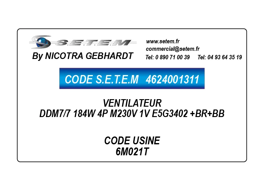4624001311-VENTILATEUR DDM7/7 184W 4P M230V 1V E5G3402 +BR+BB *6M021T*