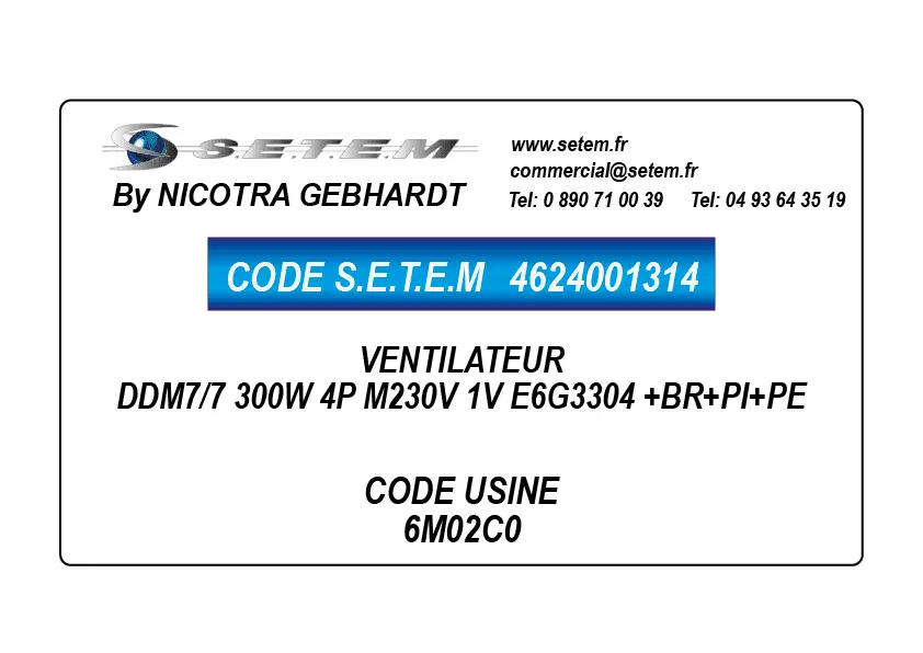 4624001314-VENTILATEUR DDM7/7 300W 4P M230V 1V E6G3304 +BR+PI+PE *6M02C0*