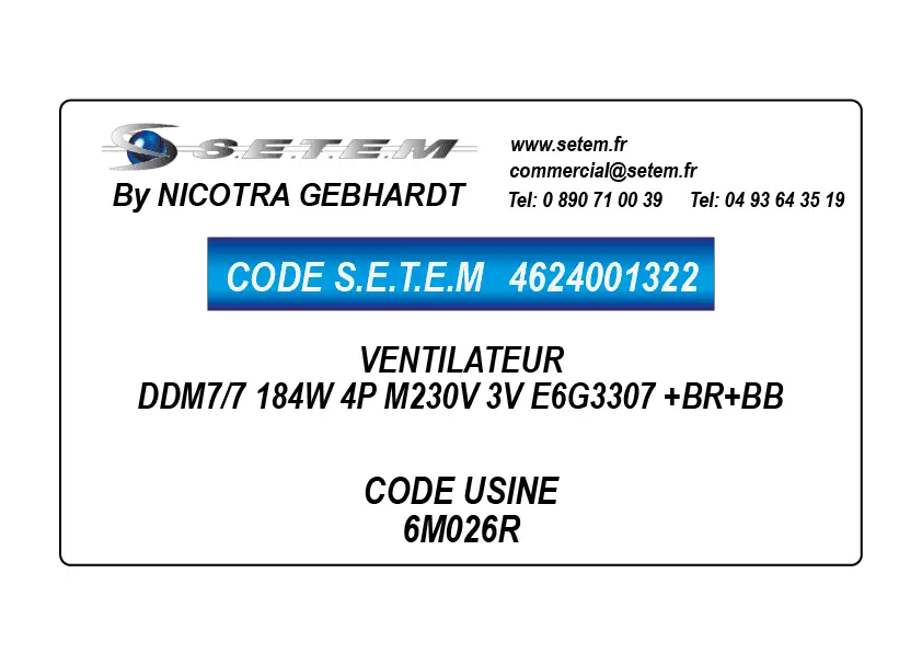 4624001322-VENTILATEUR DDM7/7 184W 4P M230V 3V E6G3307 +BR+BB *6M026R*