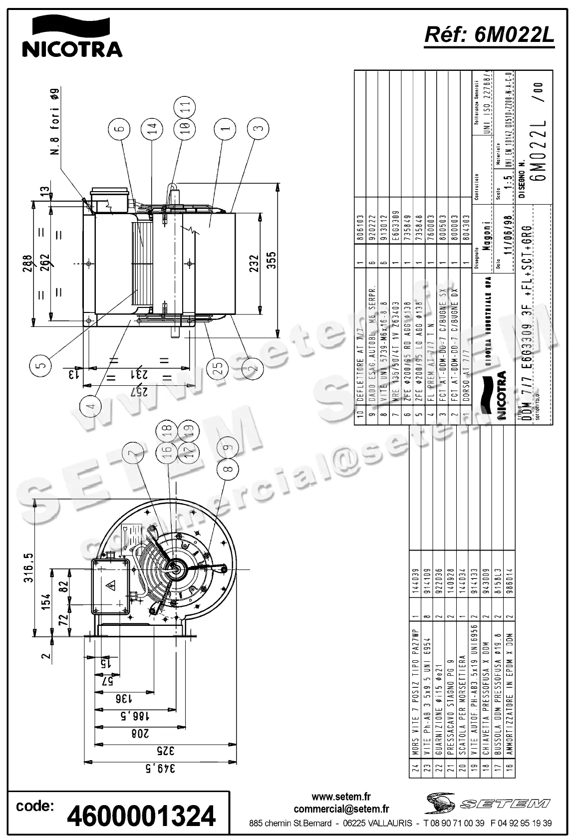 4624001324-VENTILATEUR NICOTRA GEBHARDT DDM7/7 300W 4P T230/400V 1V E6G3309 +BR+BB+GRA *6M022L* 2
