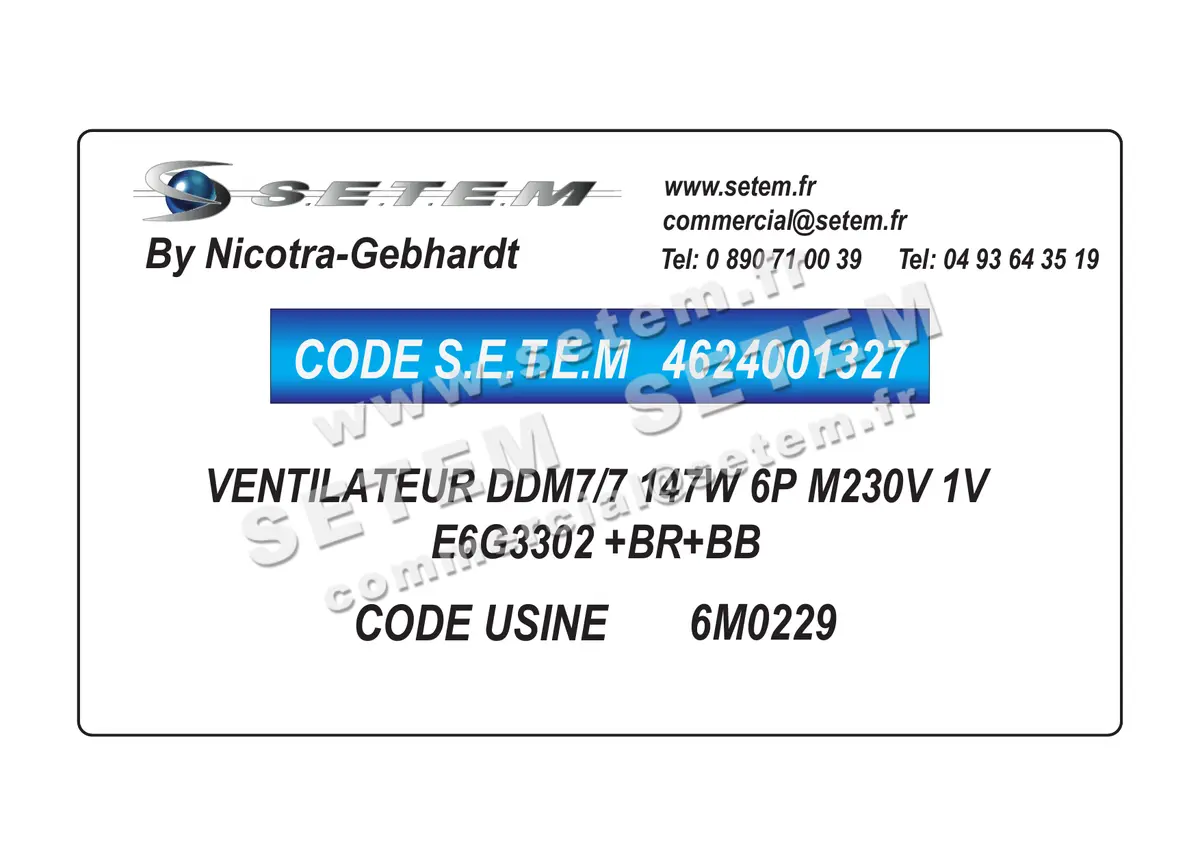 4624001327-VENTILATEUR NICOTRA GEBHARDT DDM7/7 147W 6P M230V 1V E6G3302 +BR+BB *6M0229* 4