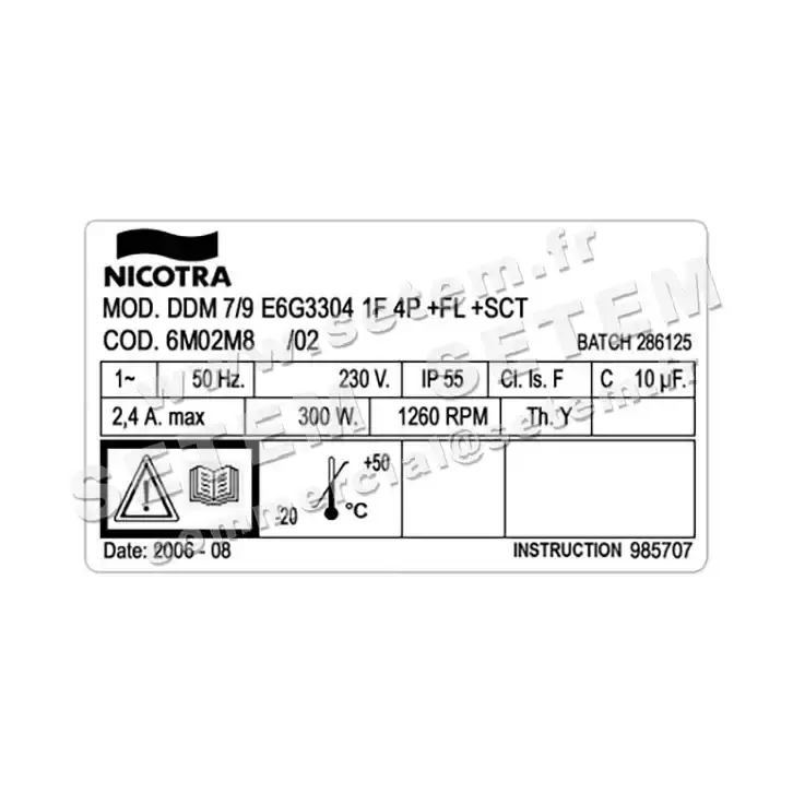 4624001335-VENTILATEUR NICOTRA GEBHARDT DDM7/9 300W 4P M230V 1V E6G3304 +BR+BB *6M02M8* 3