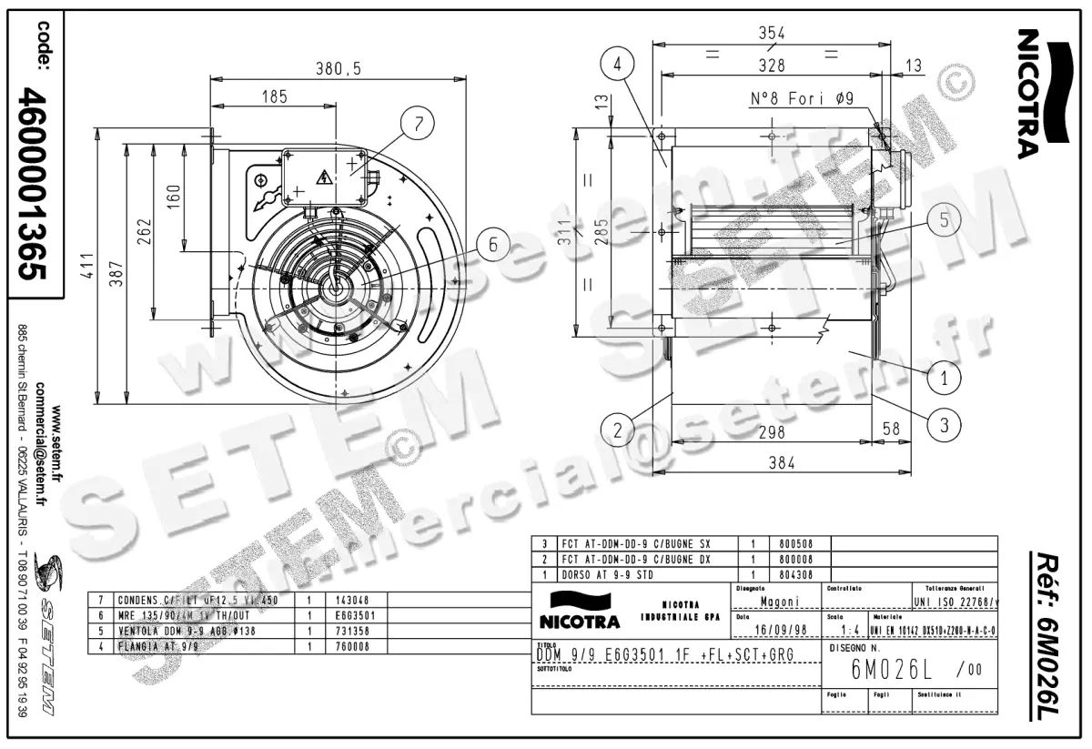 4624001365-VENTILATEUR NICOTRA GEBHARDT DDM9/9 550W 4P M230V 1V E6G3501 +BR+BB+GRA *6M026L* 3