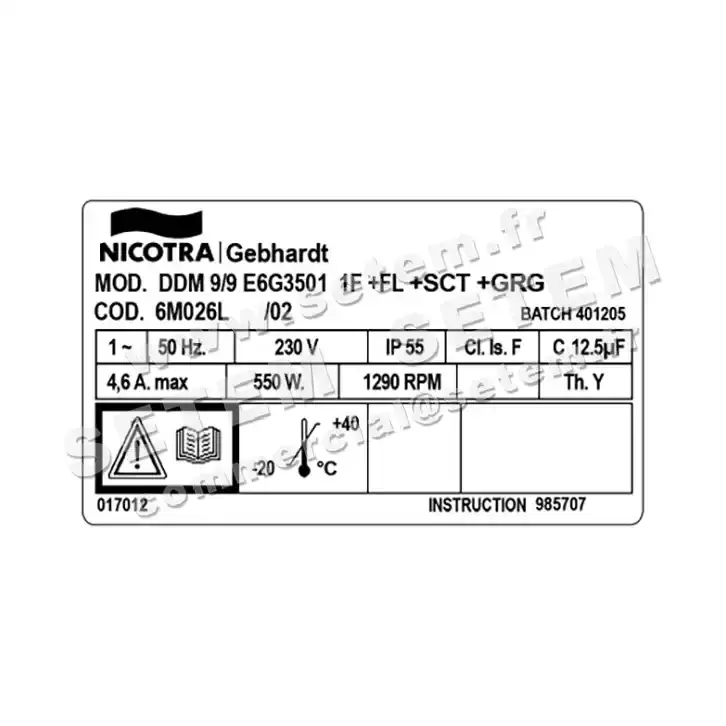 4624001365-VENTILATEUR NICOTRA GEBHARDT DDM9/9 550W 4P M230V 1V E6G3501 +BR+BB+GRA *6M026L* 4