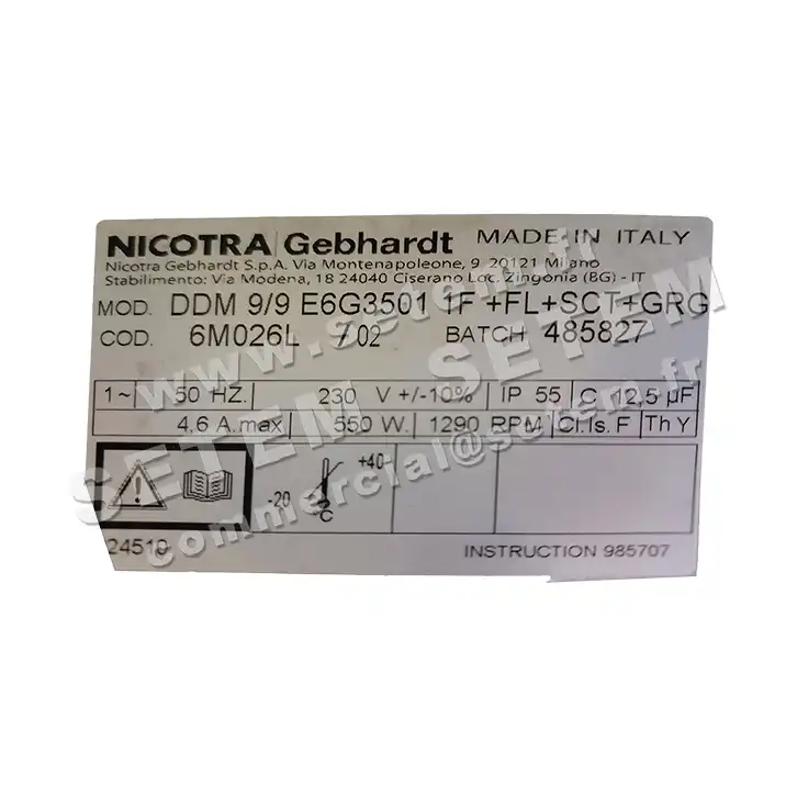 4624001365-VENTILATEUR NICOTRA GEBHARDT DDM9/9 550W 4P M230V 1V E6G3501 +BR+BB+GRA *6M026L* 3