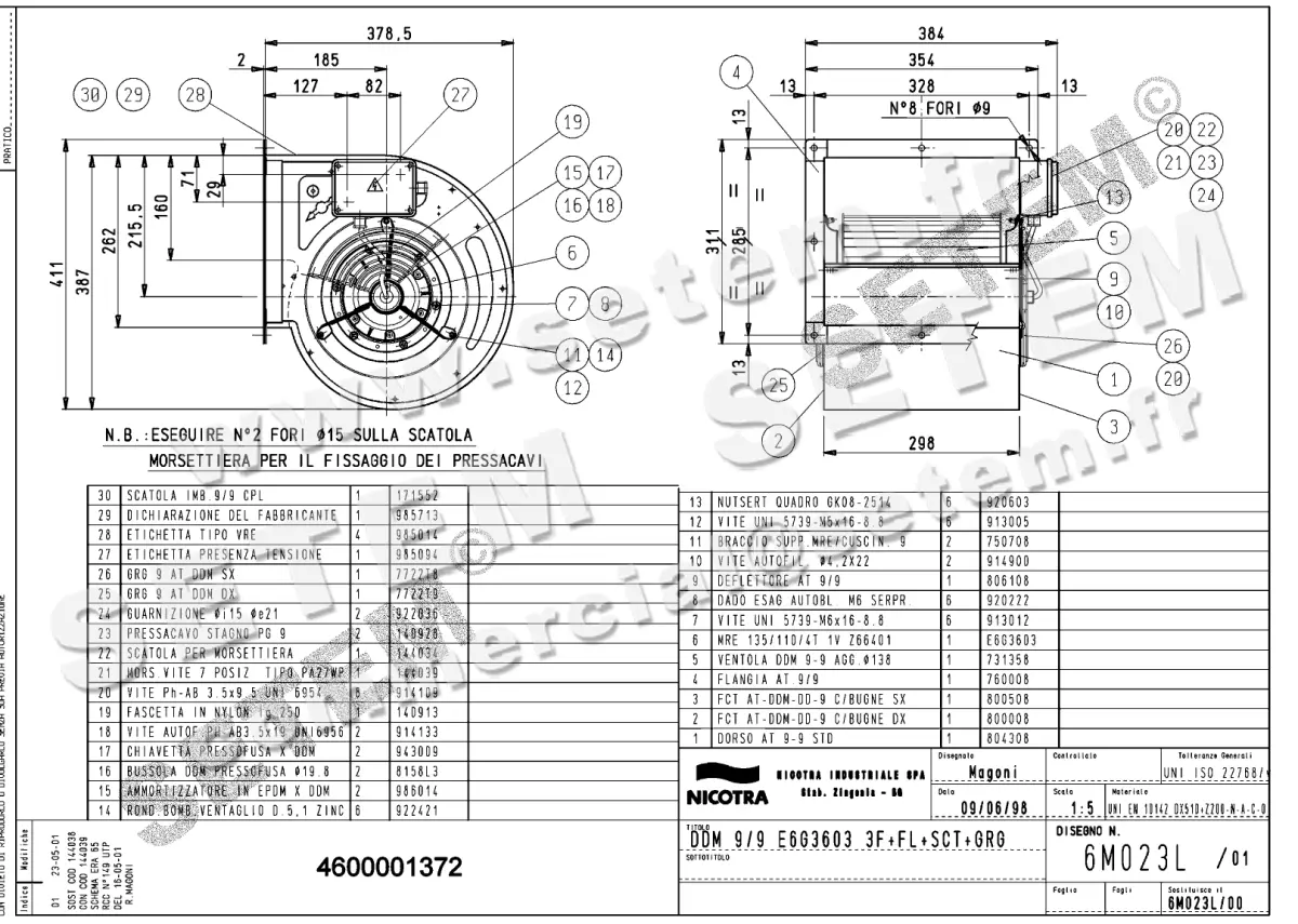 4624001372-VENTILATEUR DDM9/9 550W 4P T230/400V 1V E6G3603 +BR+BB+GRA *6M023L*
