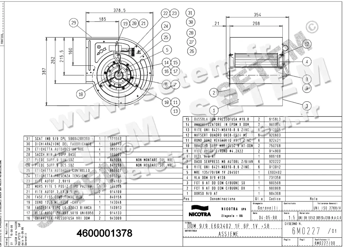 4624001378-VENTILATEUR DDM9/9 250W 6P M230V 1V E6G3402 +PI *6M0227*