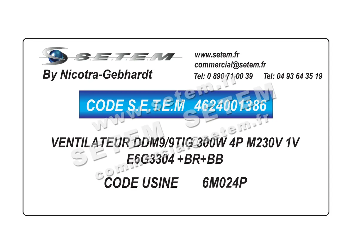 4624001386-VENTILATEUR NICOTRA GEBHARDT DDM9/9TIG 300W 4P M230V 1V E6G3304 +BR+BB *6M024P* 4