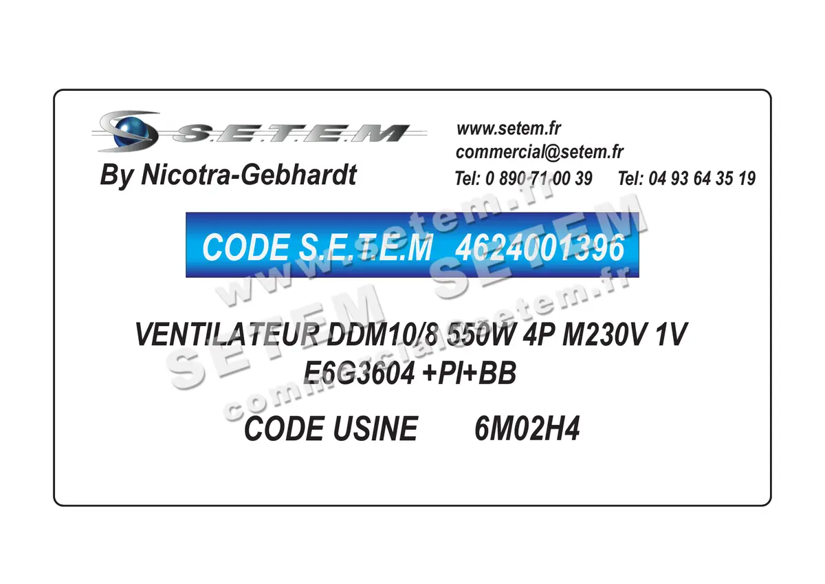 4624001396-VENTILATEUR NICOTRA GEBHARDT DDM10/8 550W 4P M230V 1V E6G3604 +PI+BB *6M02H4* 5