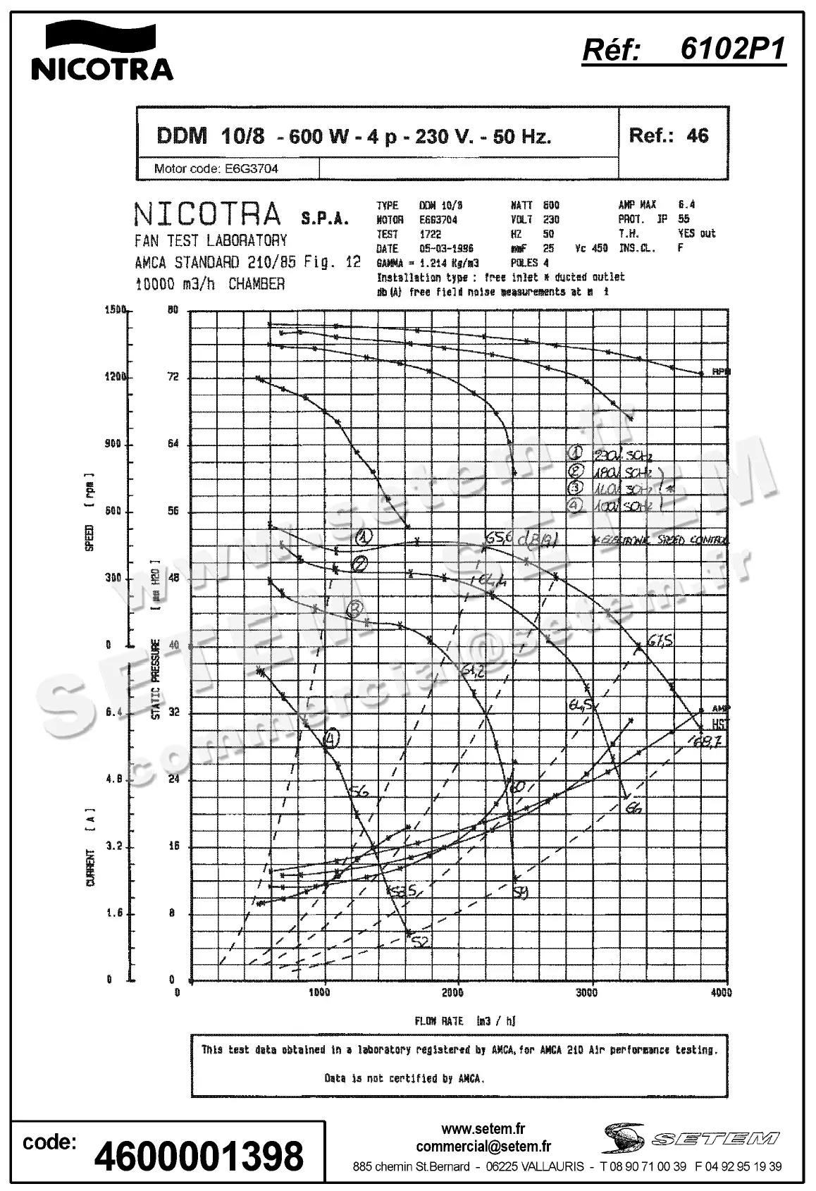 4624001398-VENTILATEUR NICOTRA GEBHARDT DDM10/8 600W 4P M230V 1V E6G3704 *6102P1* 3