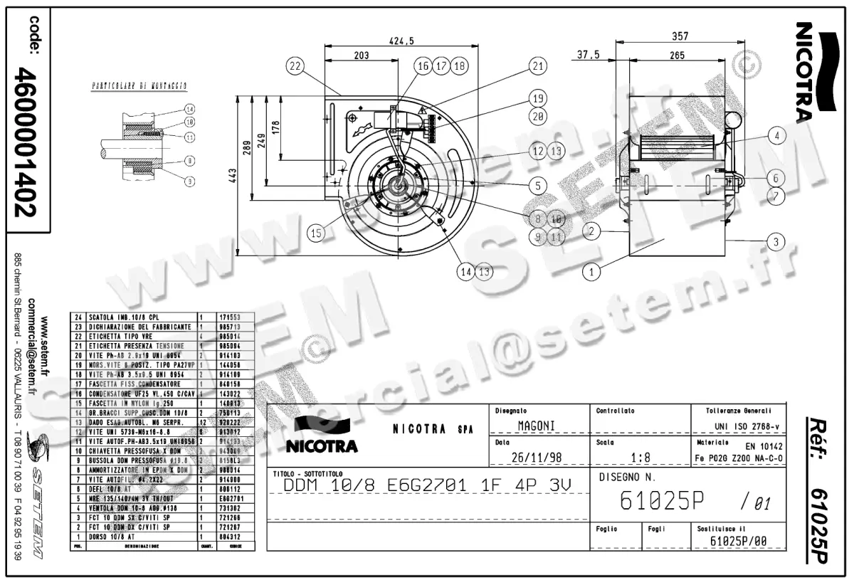 4624001402-VENTILATEUR NICOTRA GEBHARDT DDM10/8 550W 4P M230V 3V E6G2701 *61025P* 2